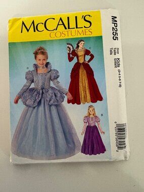 McCalls MP255 Kids Princess Costume Sewing Pattern Sizes 3-4-5-6-7-8 Renaissance